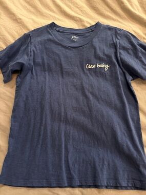 J. Crew Navy Blue "ciao baby" Short Sleeve Tee
